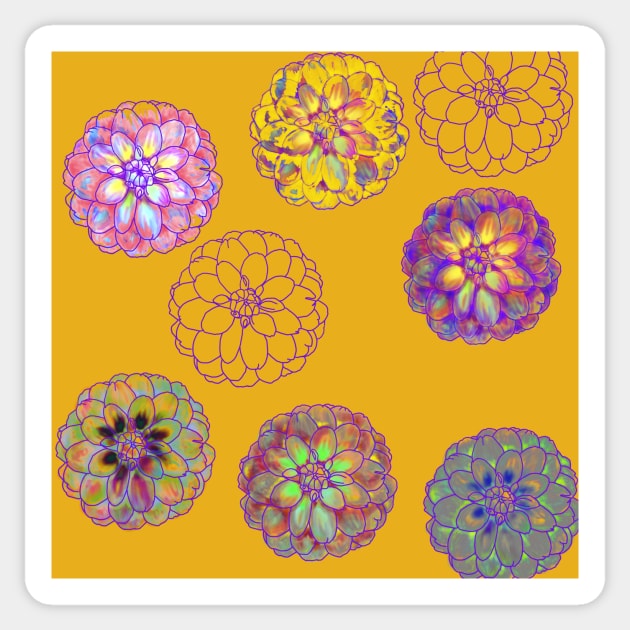 Falling Neon Flowers Sticker by KatPhillips